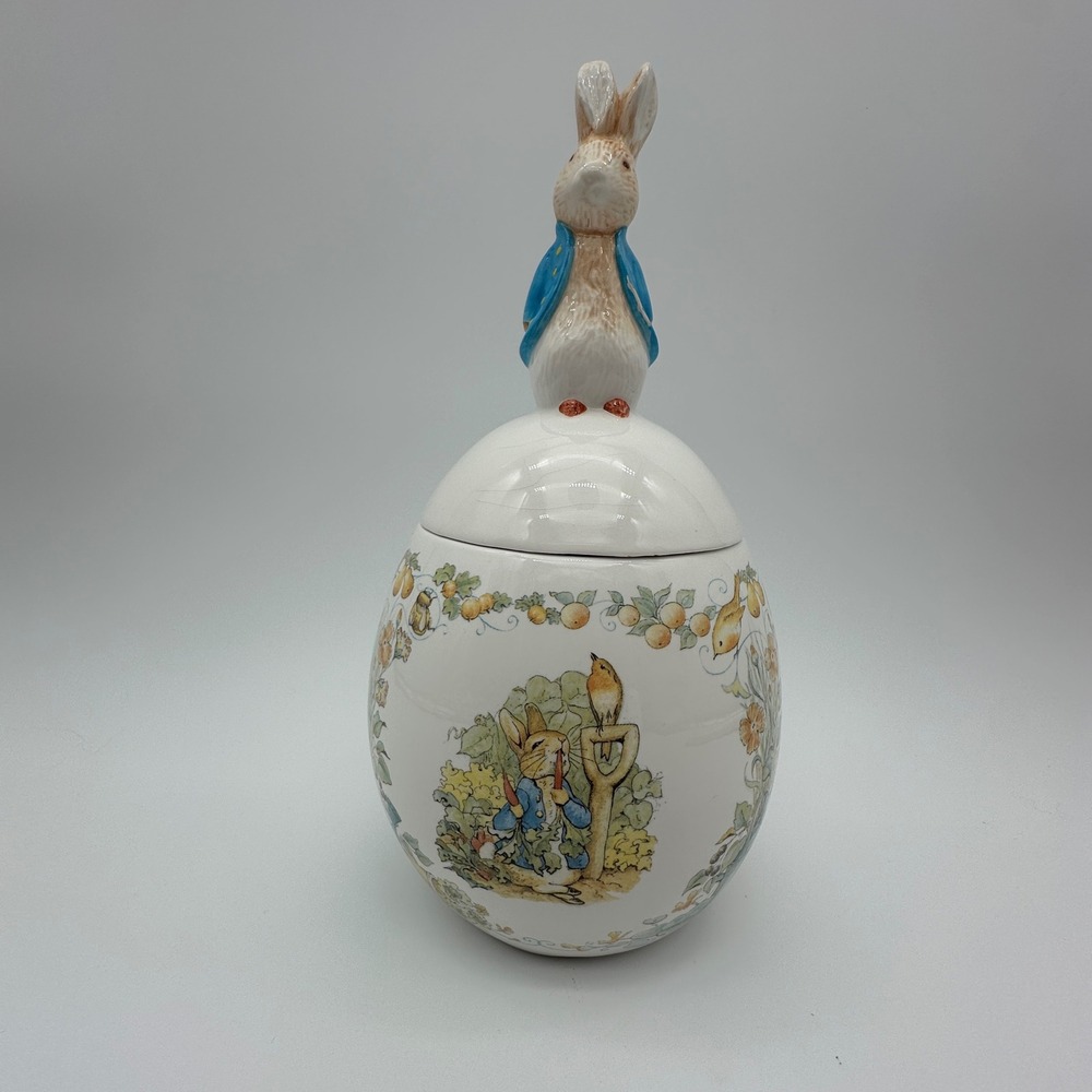 Beatrix Potter Peter Rabbit Egg Cookie Jar Teleflora 1996 Vintage Canister